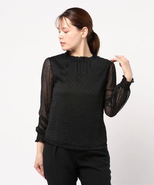 PROPORTION BODY DRESSING 楊柳フロッキードットブラウス