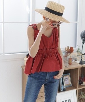 LADYMADE バックルショルダーノースリーブブラウス