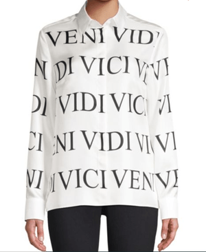ESCADA Nesisa Veni Vidi Printed Silk Blouse