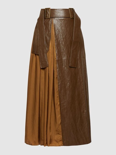 REJINA PYO Two-Tone Evie Faux-Leather Skirt