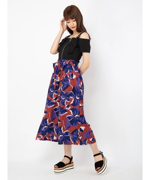 CECIL McBEE ボタニカル柄ワイドPT