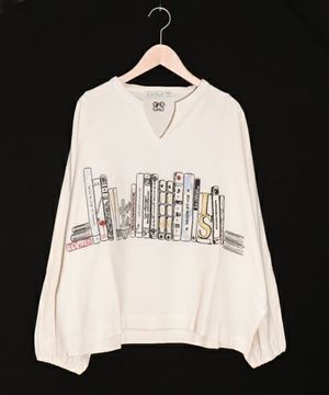 ScoLar ブックエンド刺繍スキッパープルオーバー