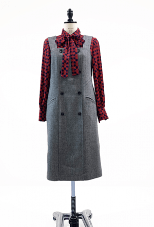 LAPINE BLEUE シルクネップヘリンボンジャンパースカート