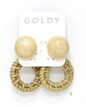 GOLDY 1190306 C サークル ラタン 2WAY ピアス　アイボリー