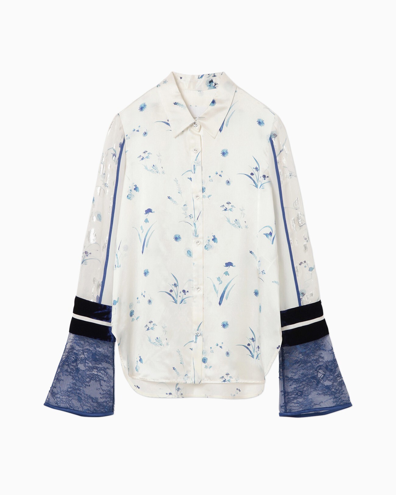 Mame Kurogouchi Silk Lame Print Sleeves Shirt