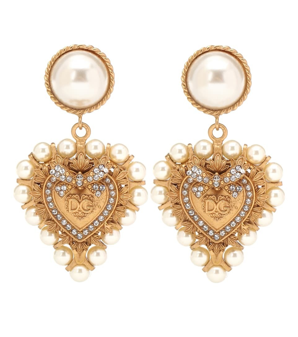 Dolce & Gabbana Embellished clip on drop earrings