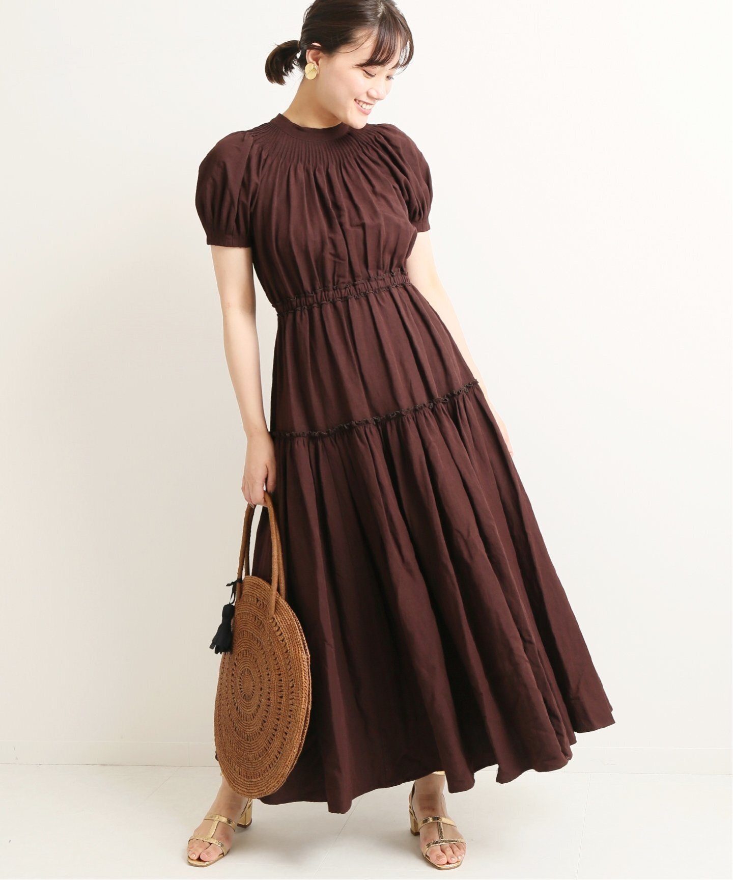 CASA FLINE スリーブ ロングワンピース