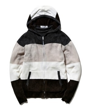 GELATO PIQUE HOMME 極薄スムーズィーワッフルブロックボーダーパーカー