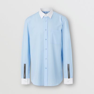 BURBERRY クラシックフィット ジップディテール コットンポプリンシャツ
