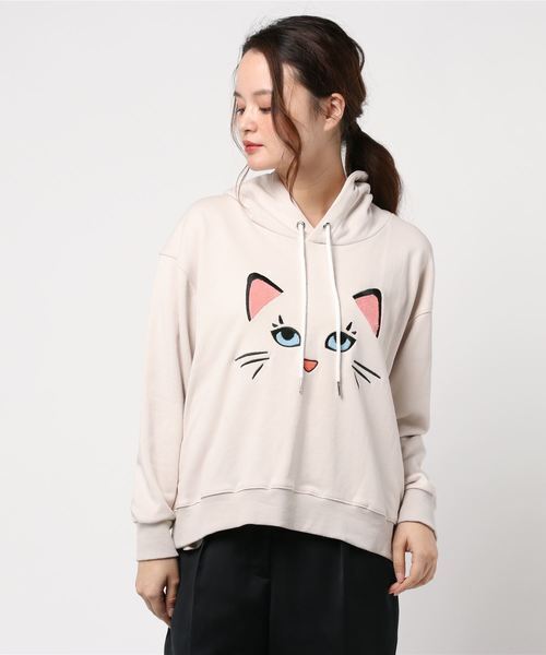 Three Four Time CAT刺繍キャッチースエットパーカー