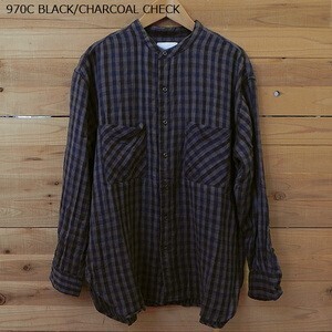 ARMEN CHECK UTILITY BANDED COLLAR SHIRT