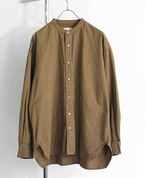 ARMEN Utility Banded Collar Shirt