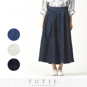 TUTIE. 10OZコットンリネンデニムタックワイドパンツ