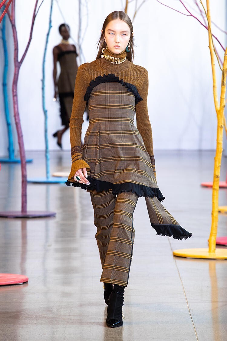 ADEAM Turmeric & Cacao Ribbed Turtleneck Knit Top