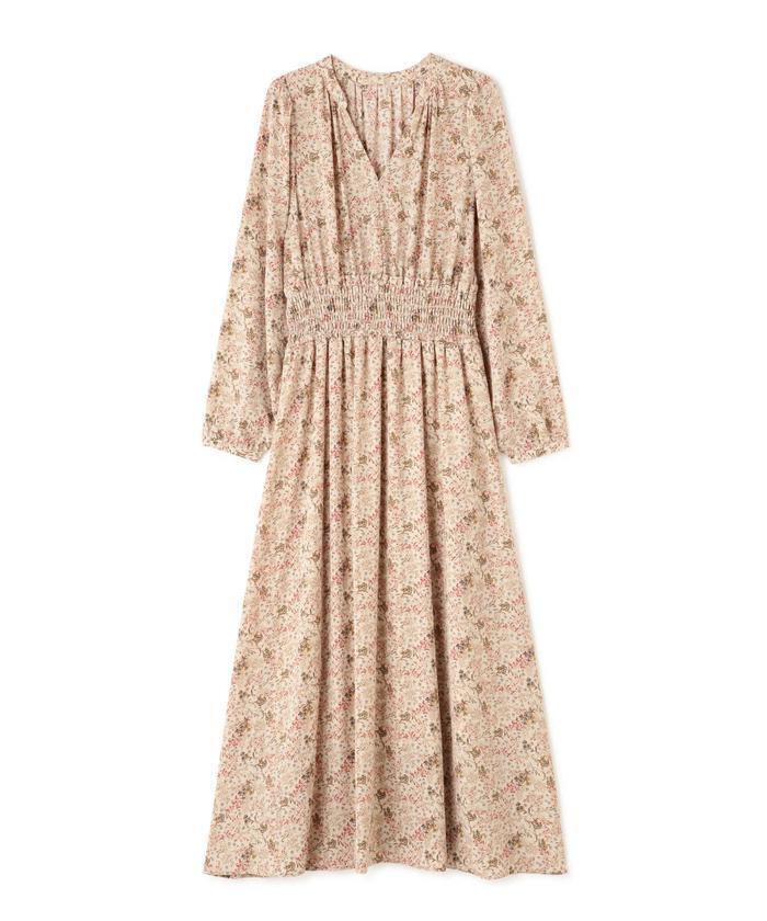 N.（N. Natural Beauty Basic） スタンドカラーシャーリングフラワーマキシワンピース