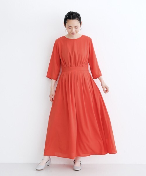 merlot タックフレアワンピース8523