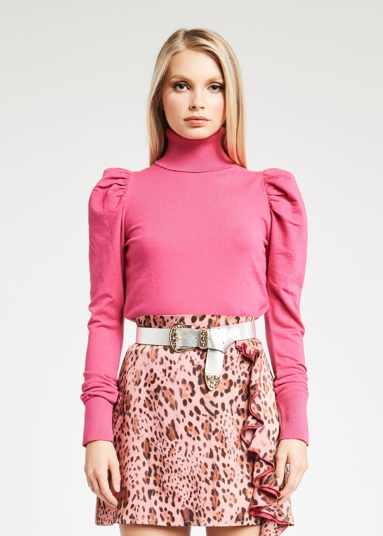 DENNY ROSE Turtleneck with puffball sleeves
