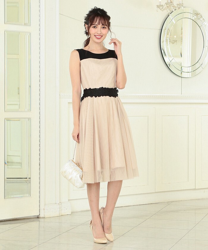 LAISSE PASSE バイカラーチュールドレス