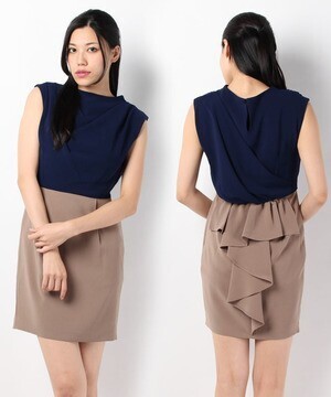 GRACE CONTINENTAL 配色バックドレープワンピース