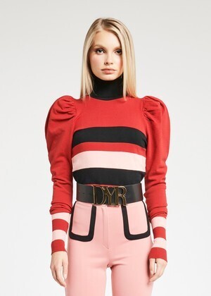 DENNY ROSE Knitted top with puffball sleeves