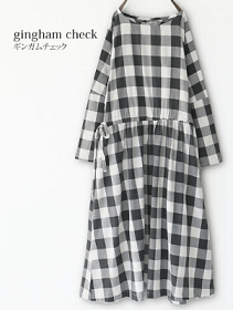 osharewalker n’Or風合いコットン柄ロングワンピース