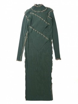 kotohayokozawa Pleats dress long-sleeve high nec