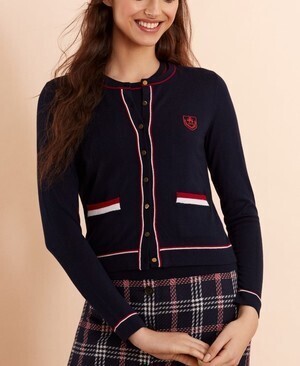 Brooks Brothers Red Fleece ウォッシャブルメリノウール RFエンブロイダリー クルーネック ティッピングカーディガン