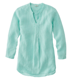 L.L.Bean Premium Washable Linen Shirt, Splitneck Tunic Long-Sleeve