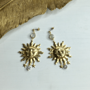 Brooklyn Charm プレナイト×イルソーレダブルクリスタルキャッチピアス(4780J0144)