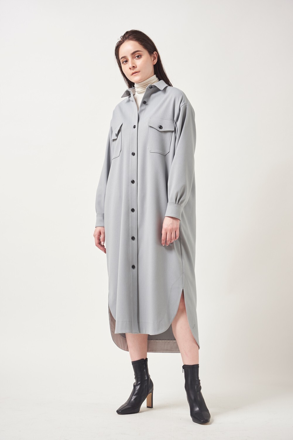 yori ロングシャツワンピース