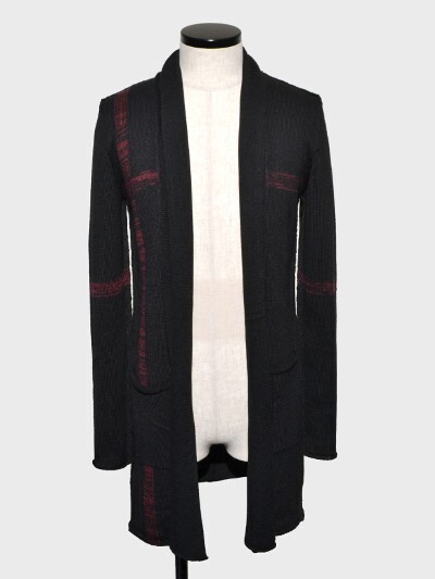 gene par YUKIO MISHIBA Red Line Linking Knit Cardigan