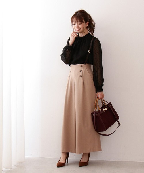PROPORTION BODY DRESSING サスペンダー付き2wayフロントボタンワイドパンツ