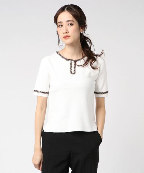 MEW’S REFINED CLOTHES ブークレーテープ付ニット