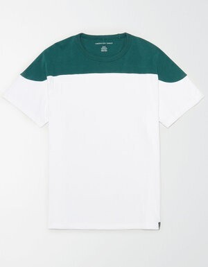 American Eagle Outfitters AE Color Block T-Shirt Green