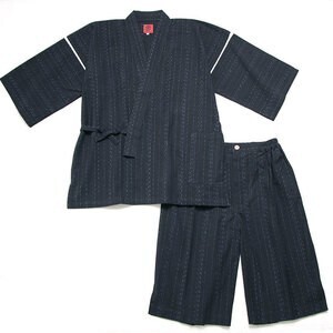 宮田織物 甚平 [氷雨] 黒 夏用 綿100%