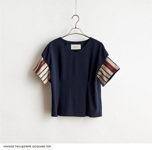STELLA CIFFON VINTAGE　TWILL　＆　STRIPE　JACKQUARD　TOP