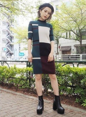MURUA ブロッキングミニワンピース