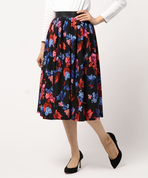 LANVIN en Bleu ネオンフラワープリントスカート