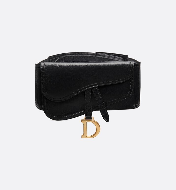 Christian Dior SADDLE BELT IN BLACK LAMBSKIN
