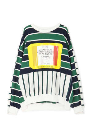 ROSE BUD 【OKIRAKU×ROSE BUD】PANEL STRIPE LOGO TOPS