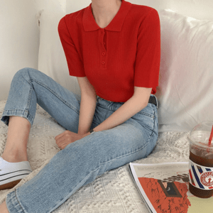MERONGSHOP プレーンリブ6カラーニット