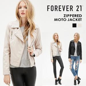 FOREVER21 ジッパーフェイクレザーライダースジャケット