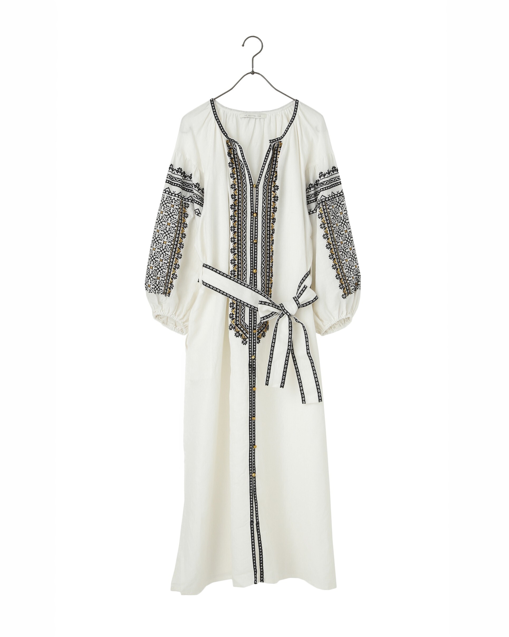 ne Quittez pas Embroidery Metal Long Dress