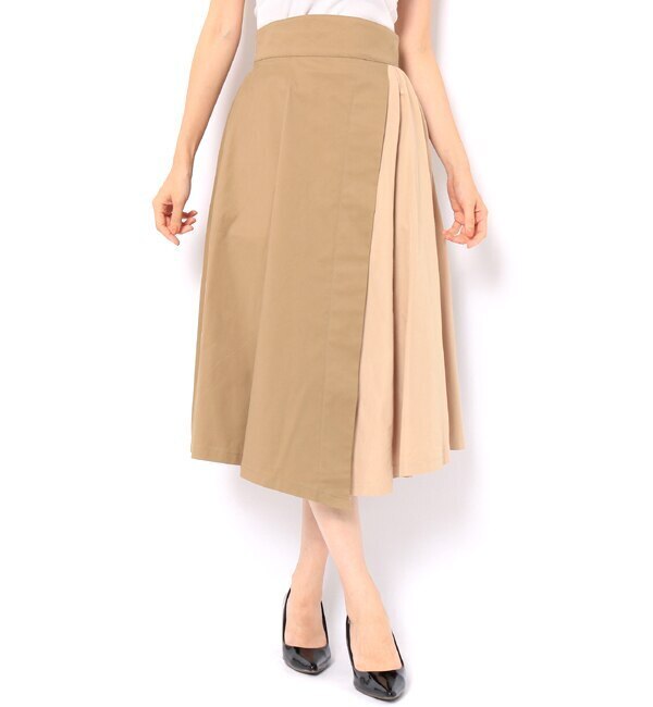 And Couture カラーストレッチコンビフレアースカート