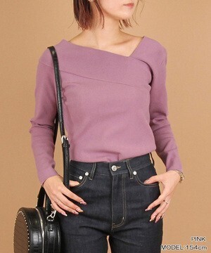 RANDA アシンメトリーネックニット