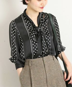 IENA ボウタイVネックブラウス