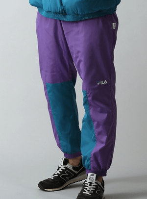 FILA トリコット裏起毛 防寒 切替え配色ウインドブレーカー トラックパンツ