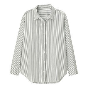 GU 2WAYストライプオーバーサイズシャツ(長袖)