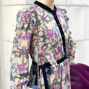 SAAAGE boutique プリントバイカラーリボンワンピ