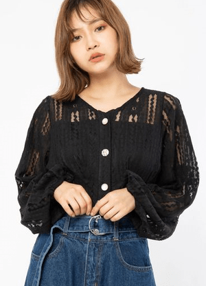 CECIL McBEE 縦レースブラウス